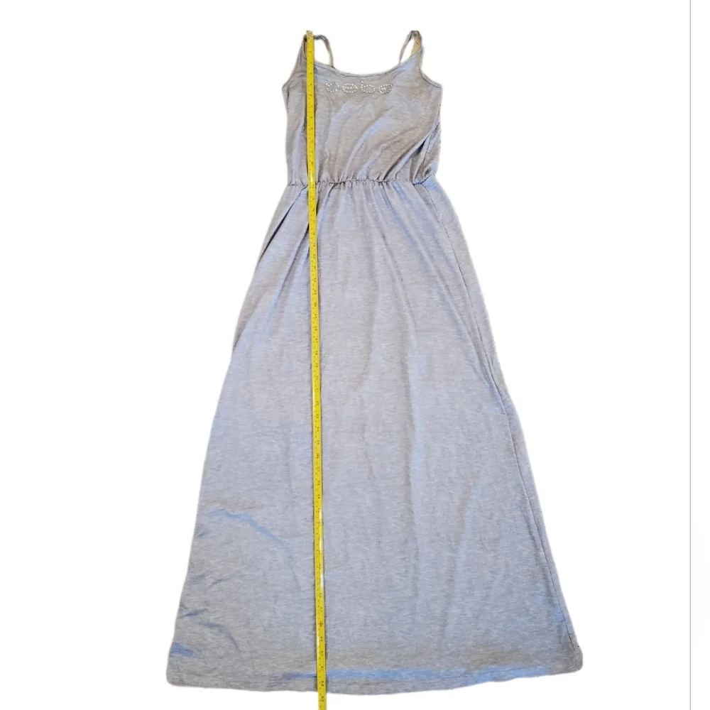 Bebe Silver Gray Maxi Bling Logo Sundress Size Small‎